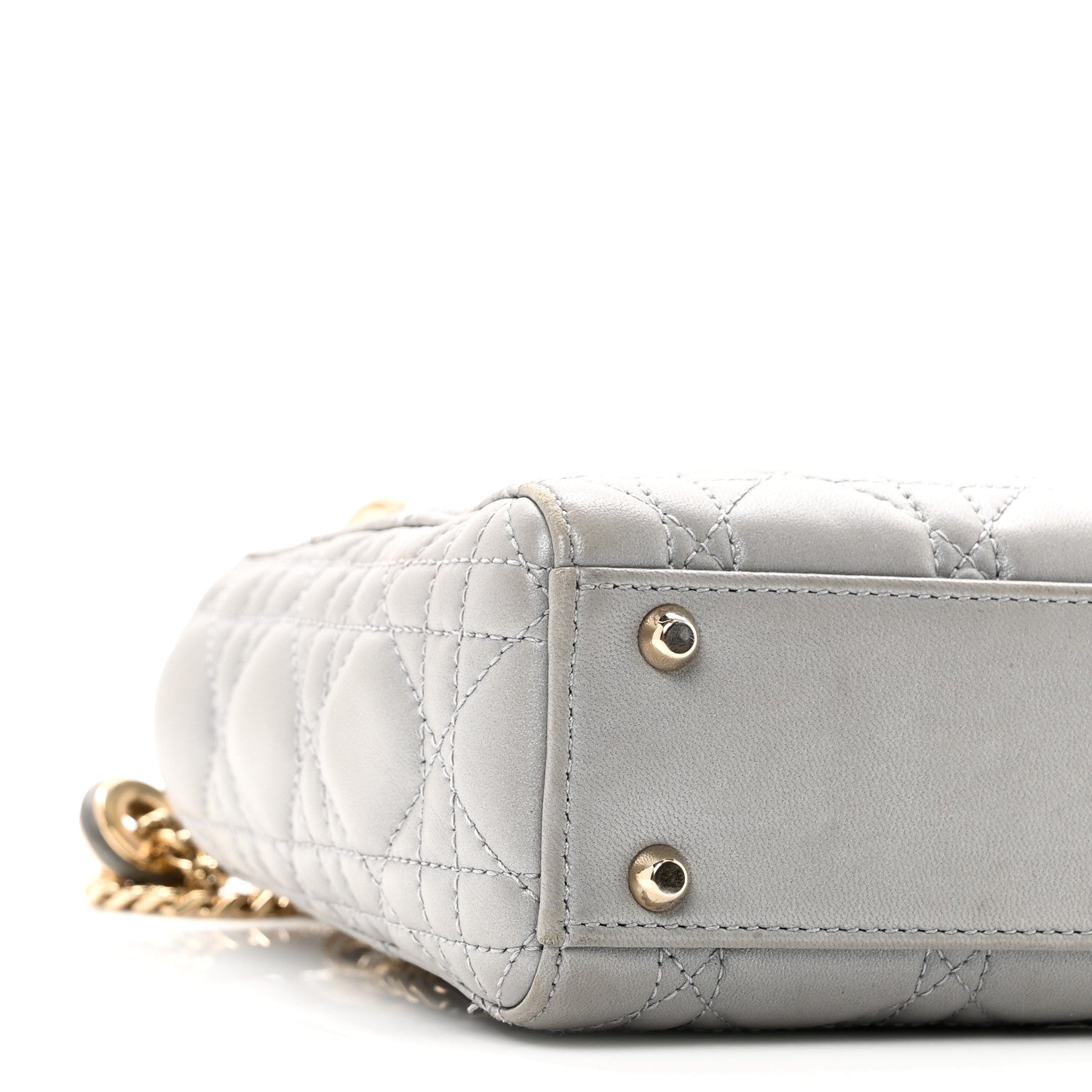Christian Dior Metallic Lambskin Cannage Mini Lady Dior Grey 9 of 10