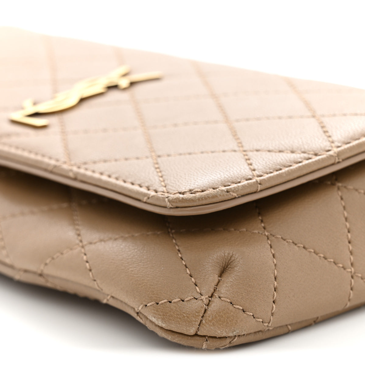 Lambskin Quilted Gaby Phone Holder Crossbody Dark Toffee