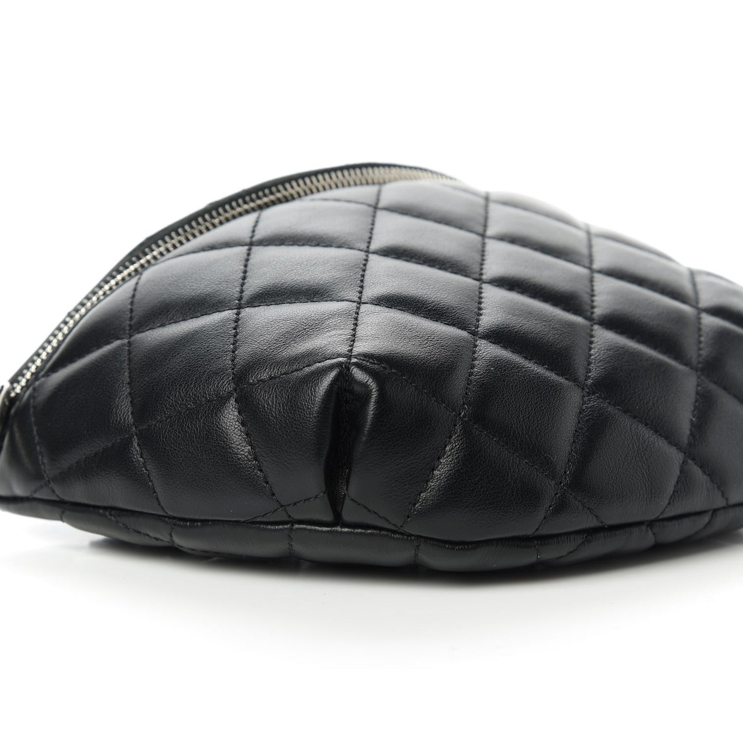 Lambskin Quilted Waist Belt Bag Black