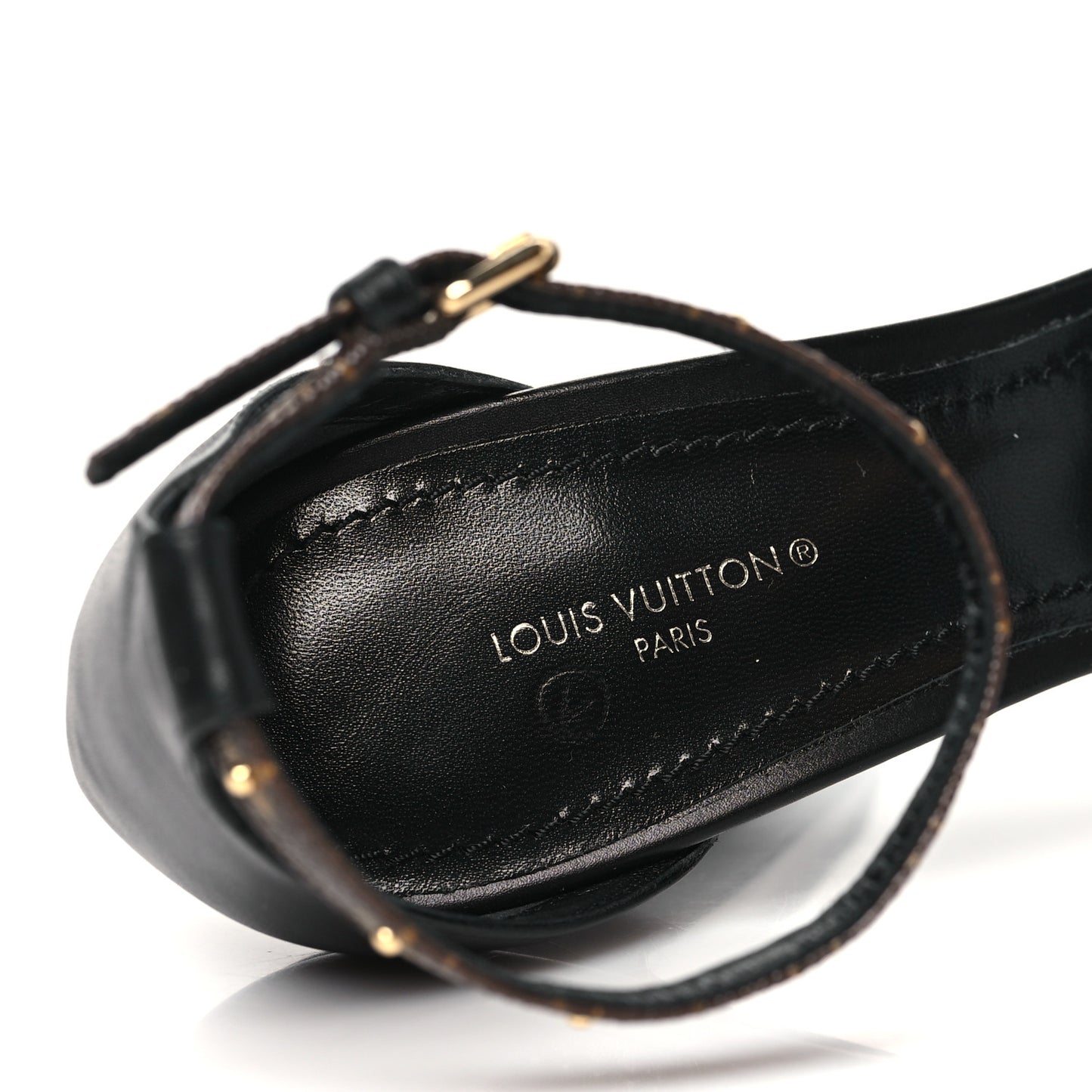Patent Monogram Afterglow Platform Sandals 38.5 Black
