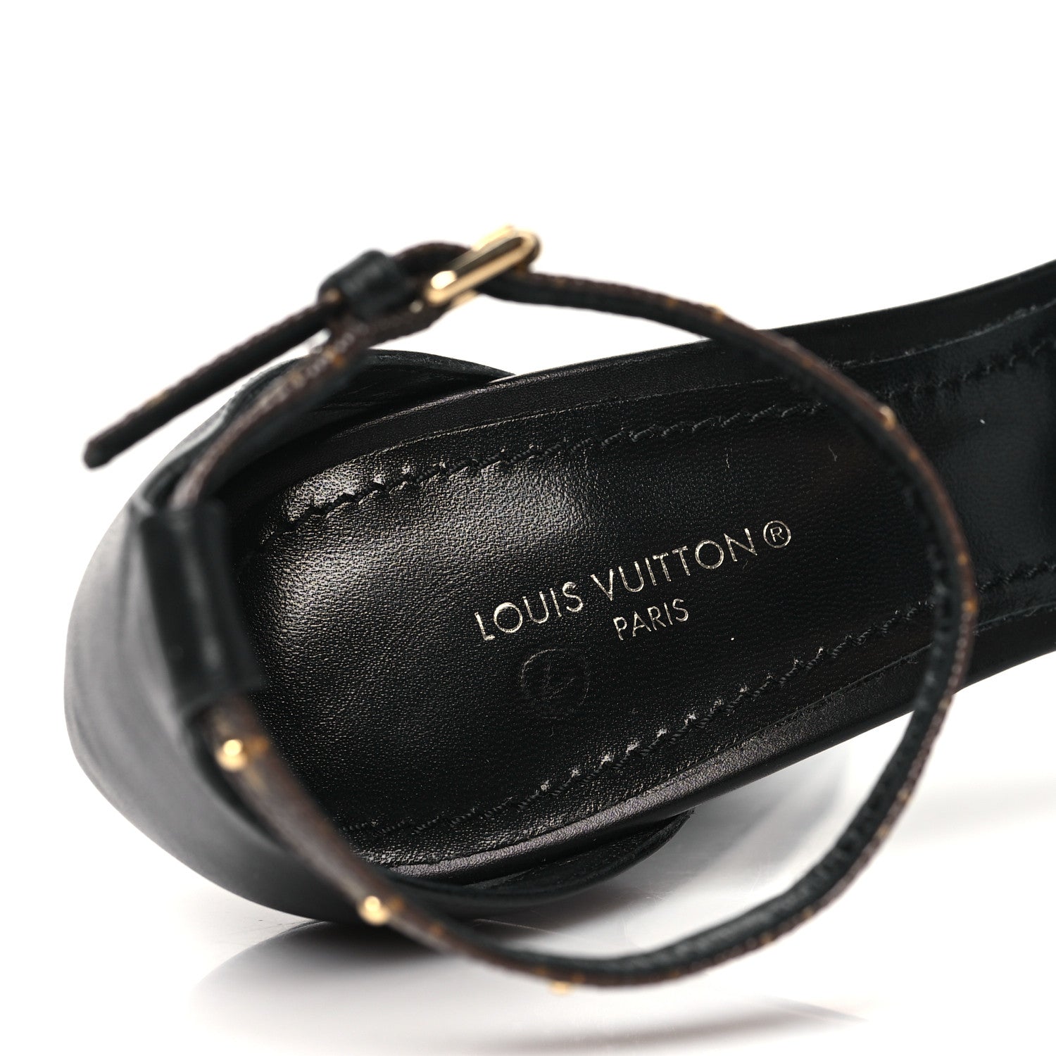 Louis Vuitton Patent Monogram Afterglow Platform Sandals 38.5 Black 7 of 9