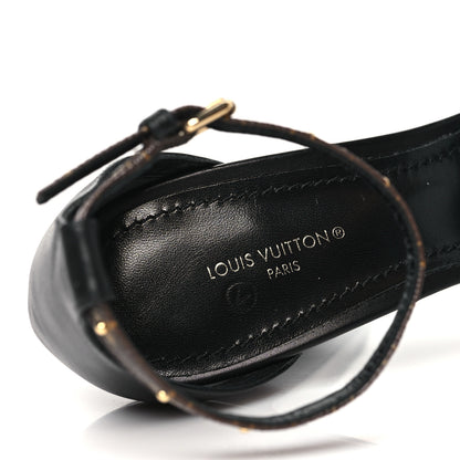 Louis Vuitton Patent Monogram Afterglow Platform Sandals 38.5 Black 7 of 9
