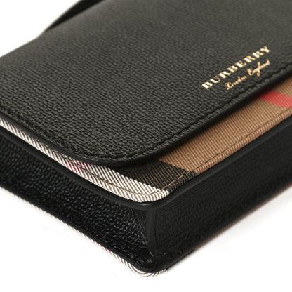 Burberry Grained Calfskin House Check Tartan Mix Hampshire Wallet On Chain Black 11 of 12