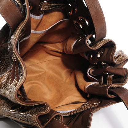 Jimmy Choo Lizard Embossed Medium Riki Brown 5 of 8
