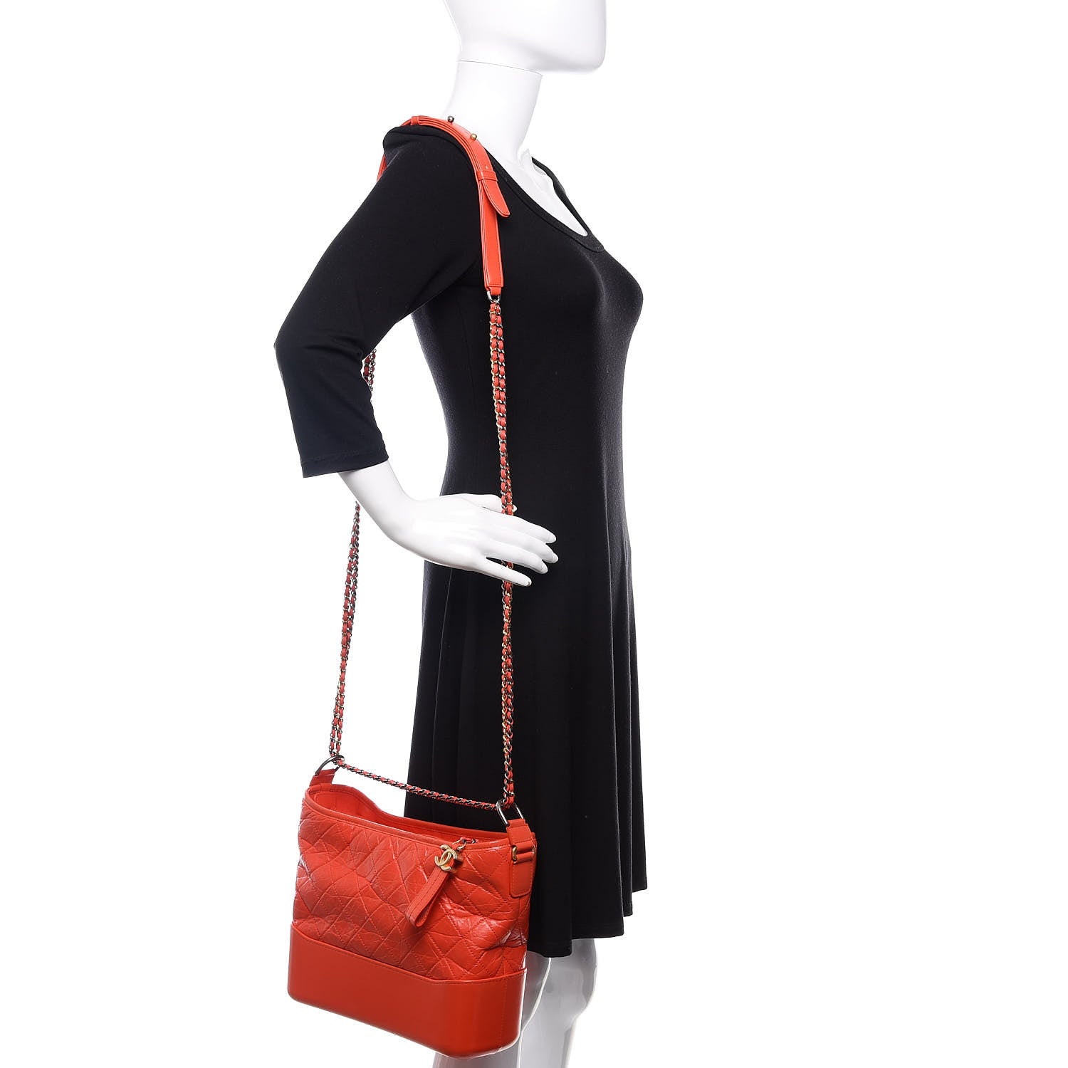 Chanel Aged Calfskin Quilted Medium Gabrielle Hobo Red 2 of 13