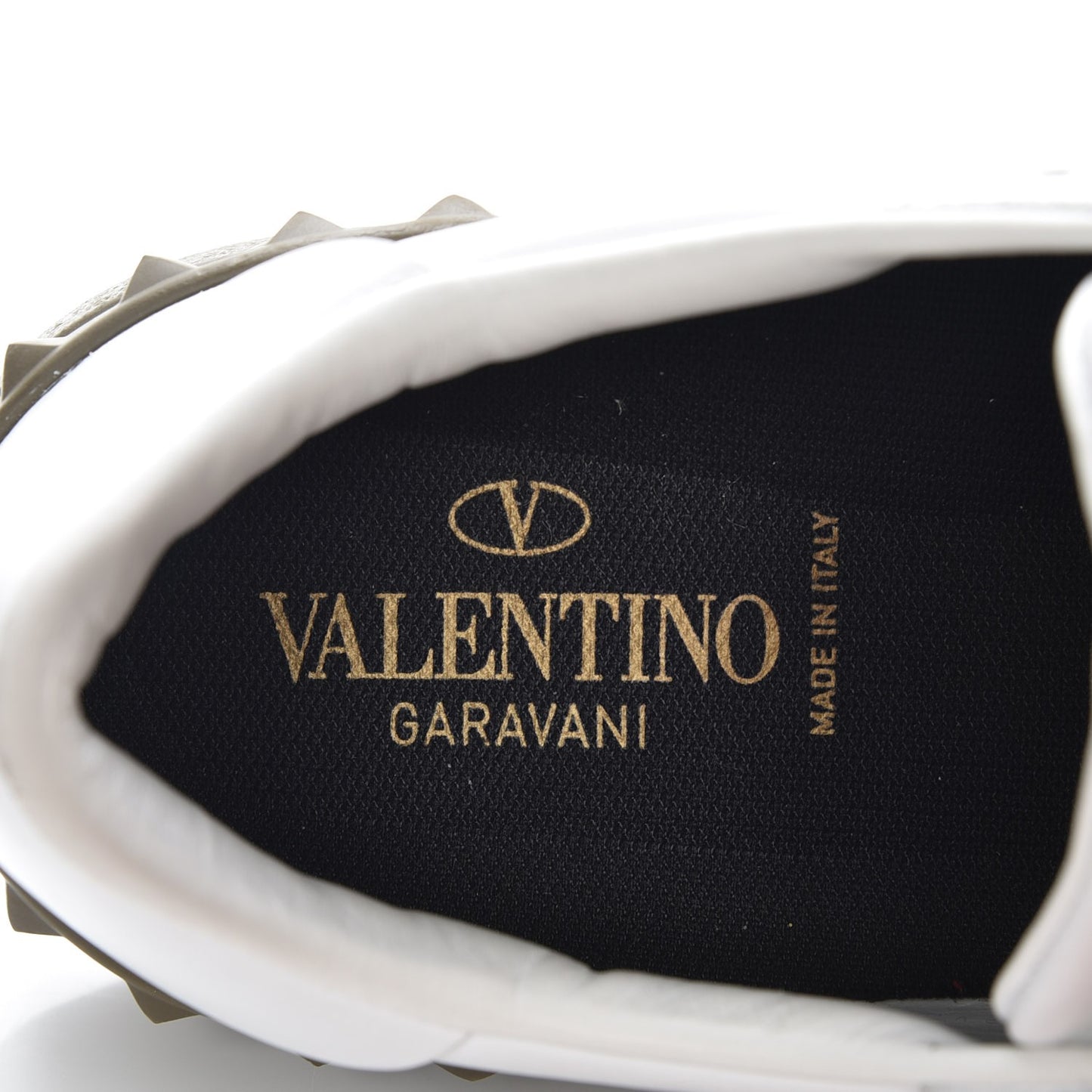 Calfskin Rockstud Open Sneakers 37 White Black