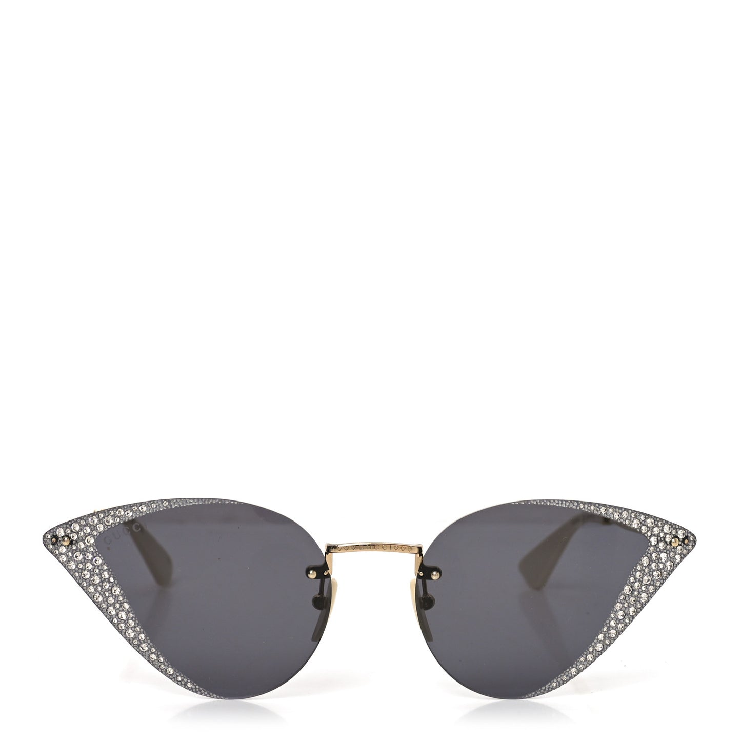 Metal Crystal Geometrical Frame Sunglasses GG0898S Silver Gold