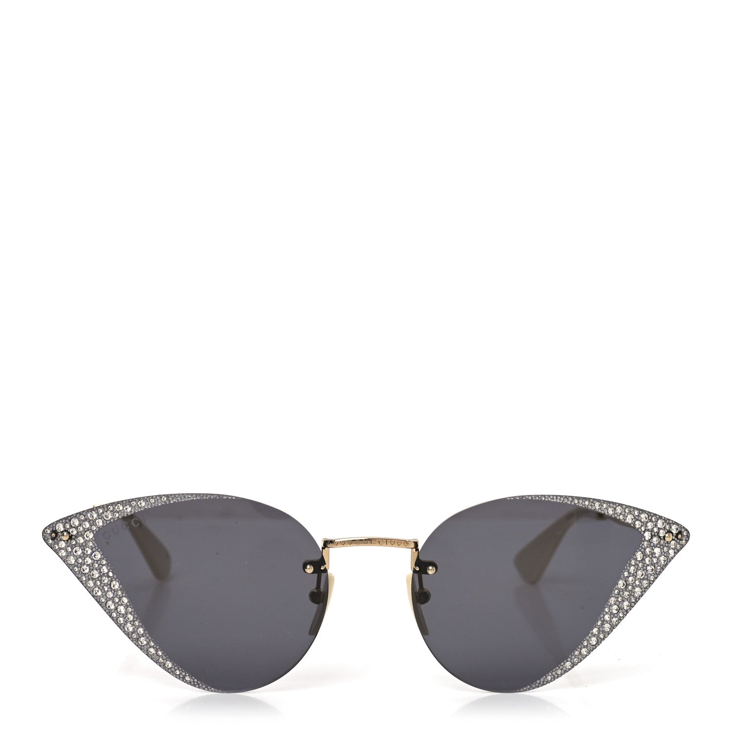 Gucci Metal Crystal Geometrical Frame Sunglasses GG0898S Silver Gold 2 of 7