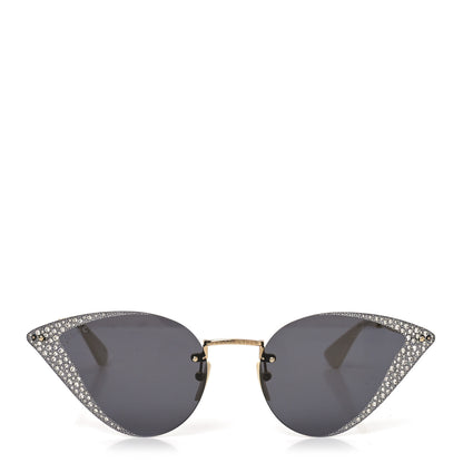 Gucci Metal Crystal Geometrical Frame Sunglasses GG0898S Silver Gold 2 of 7
