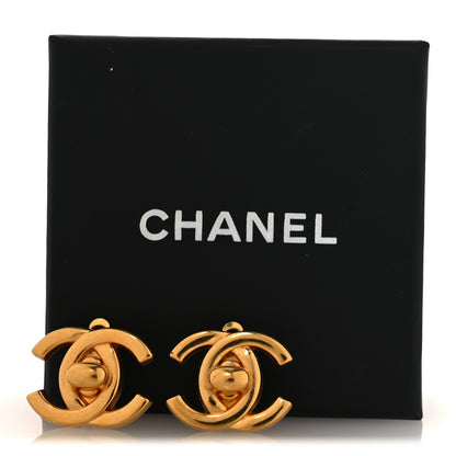 Chanel Metal CC Turnlock Clip On Earrings Gold 5 of 5