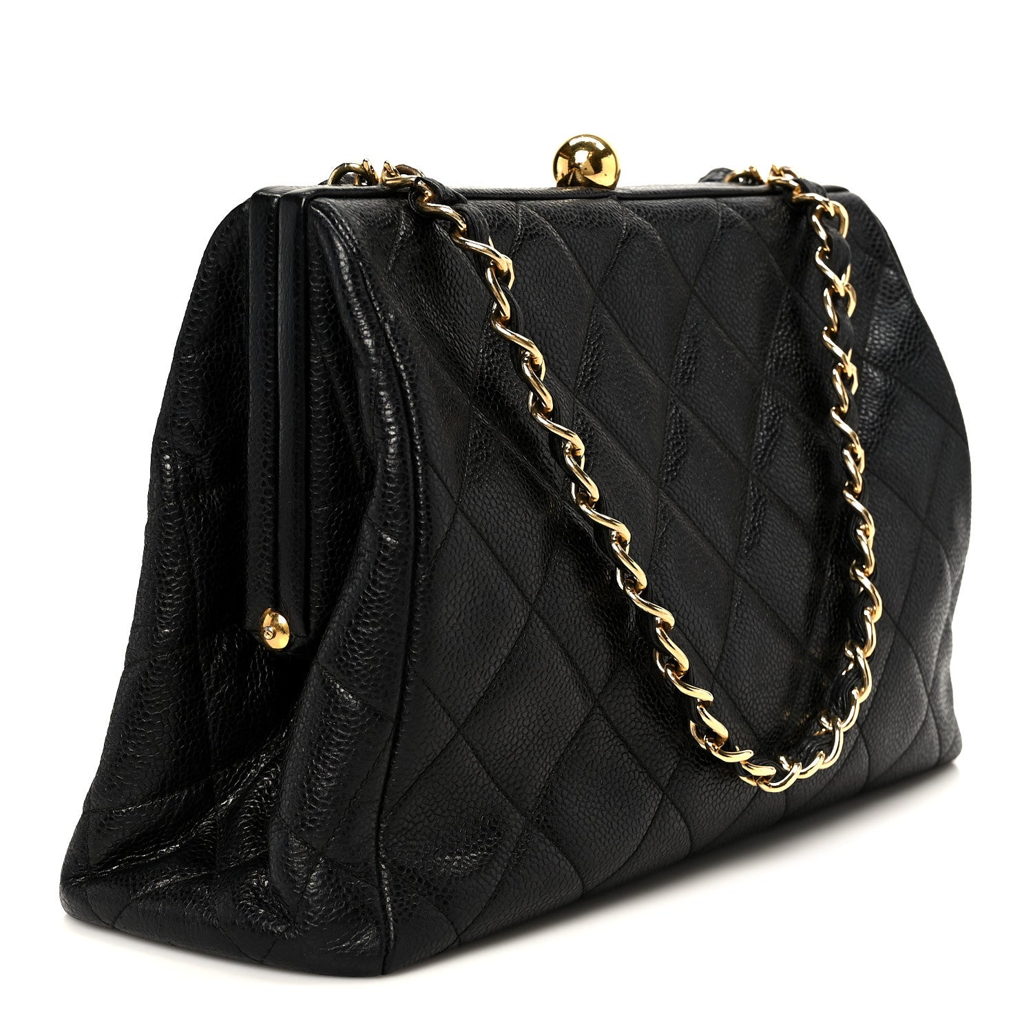 Chanel Caviar Quilted Kisslock Shoulder Bag Black 2 of 11