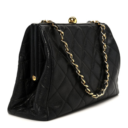 Chanel Caviar Quilted Kisslock Shoulder Bag Black 2 of 11