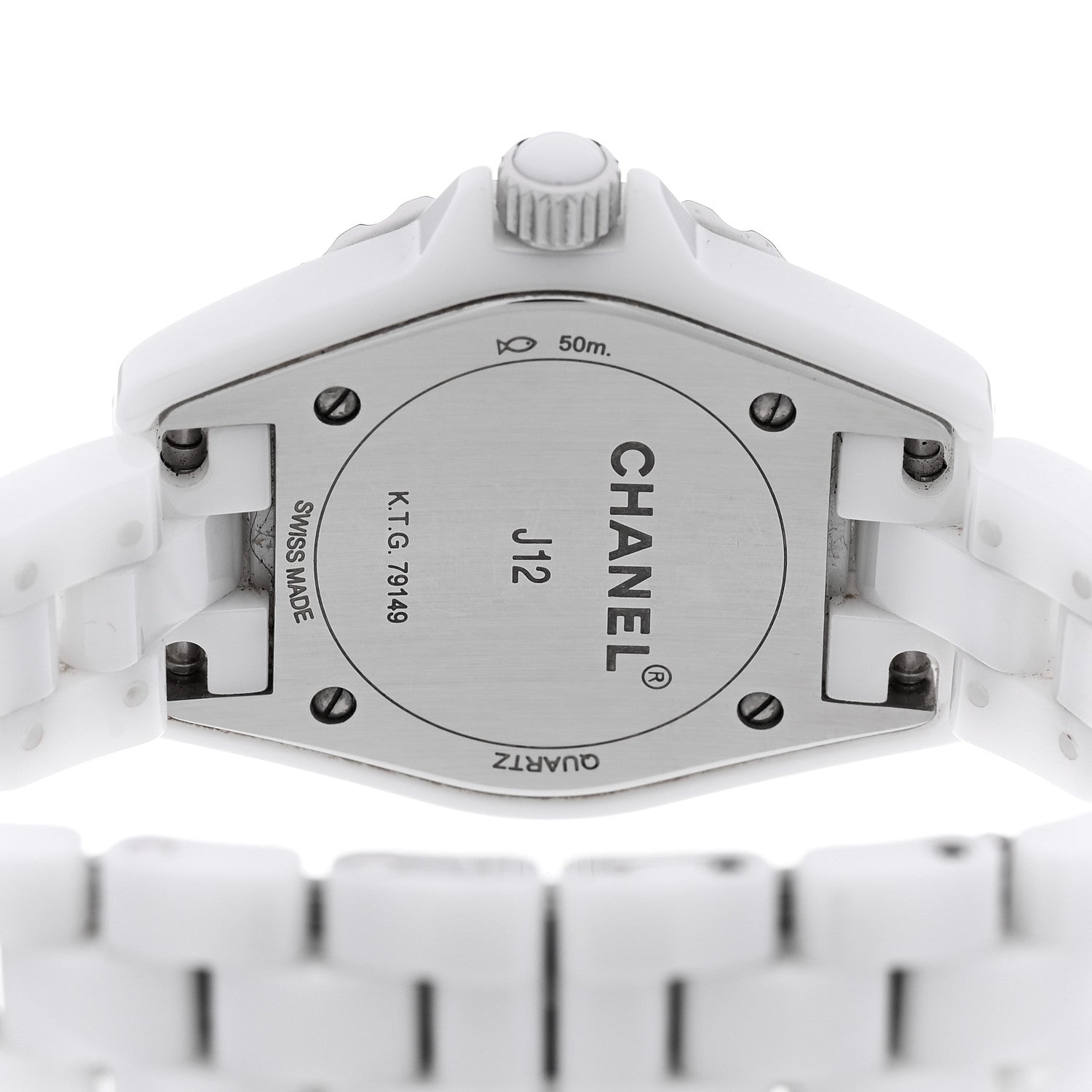 Chanel Stainless Steel Ceramic Diamond Mother of Pearl 29mm J12 Quartz Watch White 4 of 4