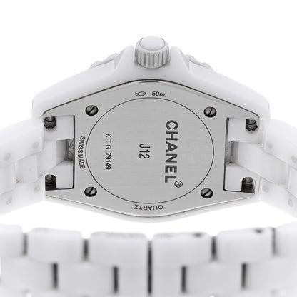 Chanel Stainless Steel Ceramic Diamond Mother of Pearl 29mm J12 Quartz Watch White 4 of 4
