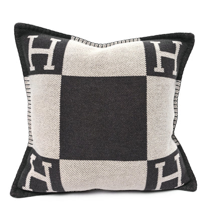 Hermes Wool Cashmere Avalon Pillow PM Ecru Gris Fonce 1 of 3