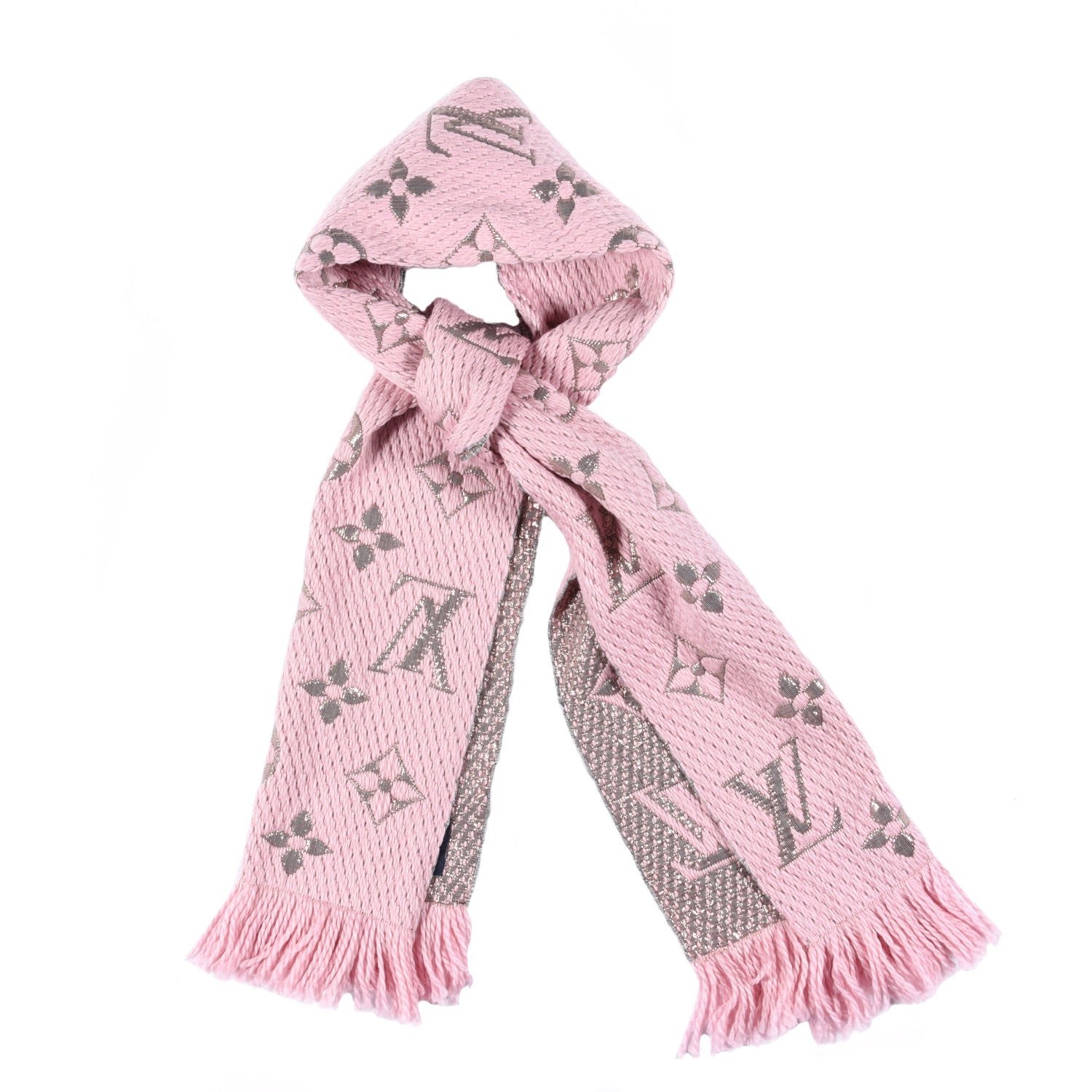 Louis Vuitton Wool Silk Logomania Shine Scarf Pink 1 of 3