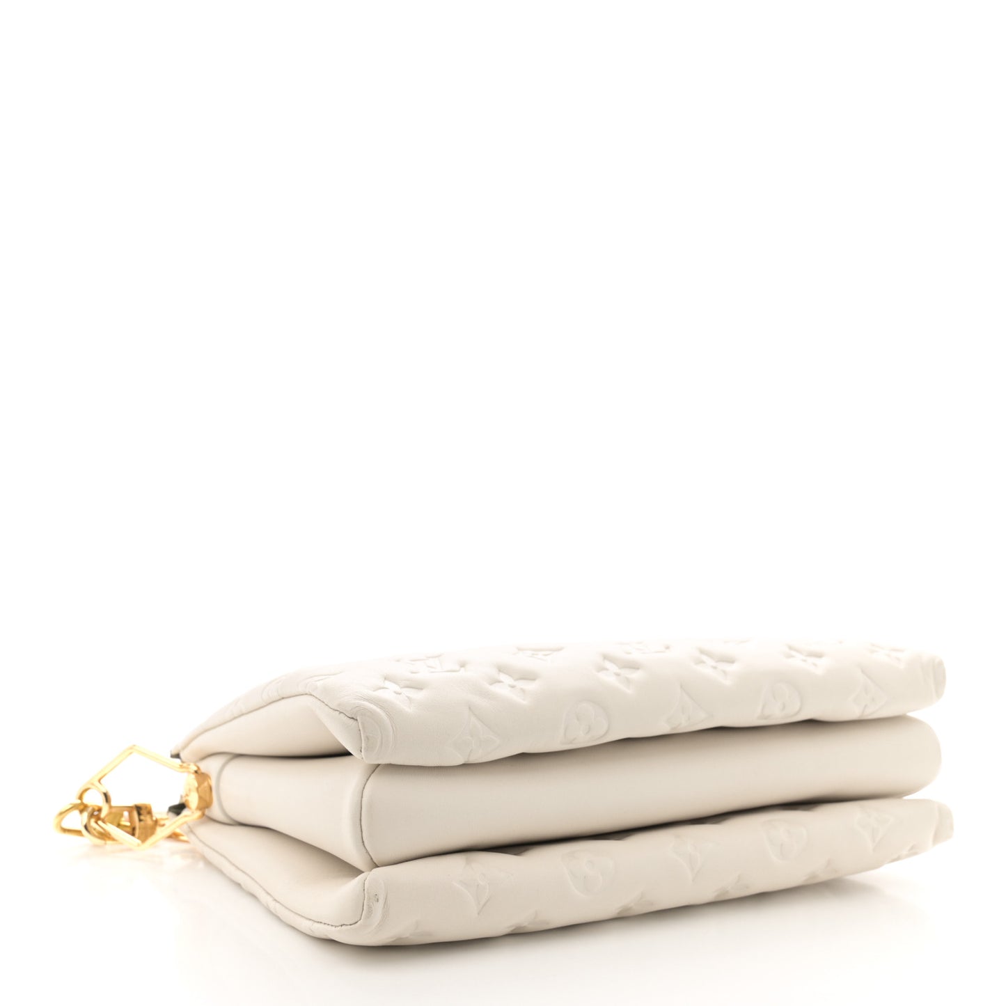 Lambskin Embossed Monogram Coussin PM Beige Cream