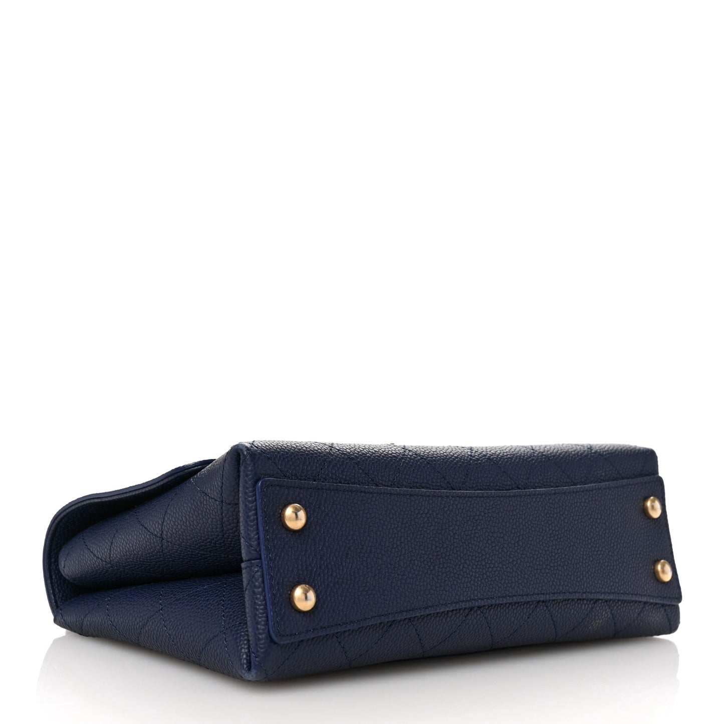 Grained Calfskin Small Stitched Flap Navy Blue