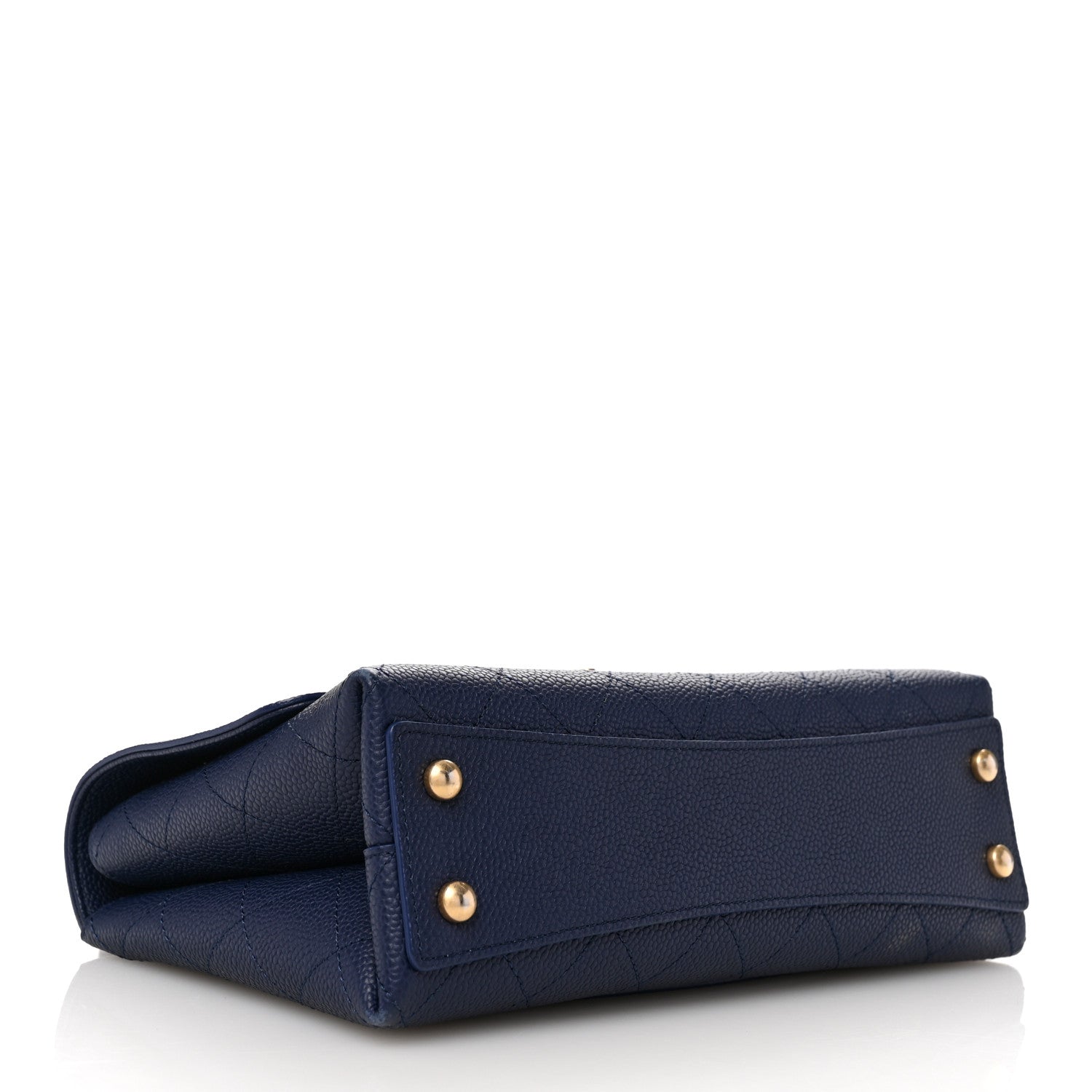 Chanel Grained Calfskin Small Stitched Flap Navy Blue 4 of 11