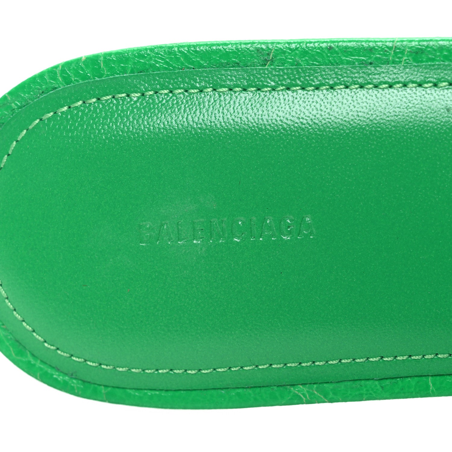 Balenciaga Agneau Arena Cagole Flat Slide Sandals 37 Vivid Green 9 of 10