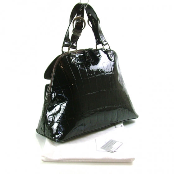 Patent Croc Gaucho Sports Tote Black