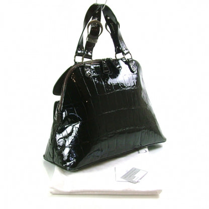 Christian Dior Patent Croc Gaucho Sports Tote Black 3 of 11