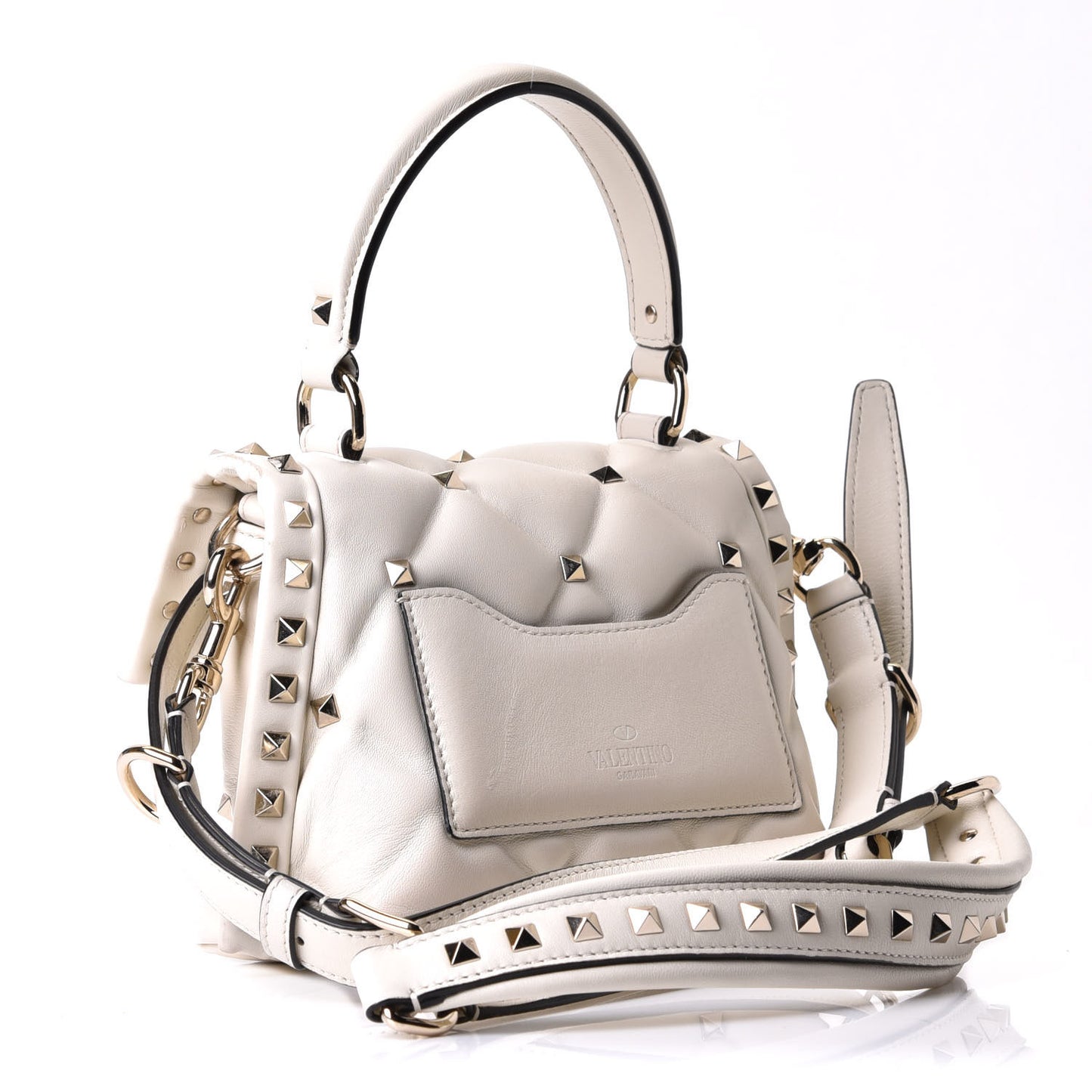 Nappa Mini Candystud Top Handle Bag Light Ivory