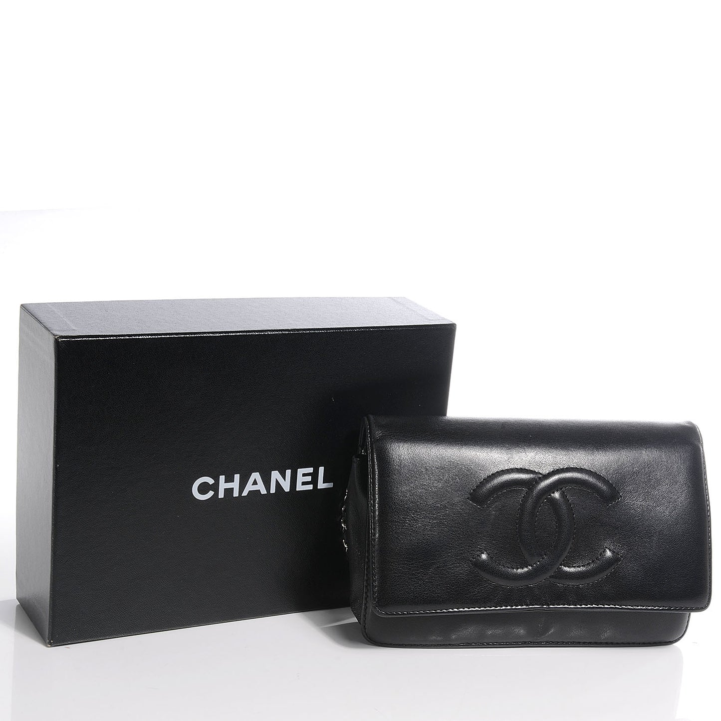 Lambskin Timeless CC Wallet On Chain WOC Black