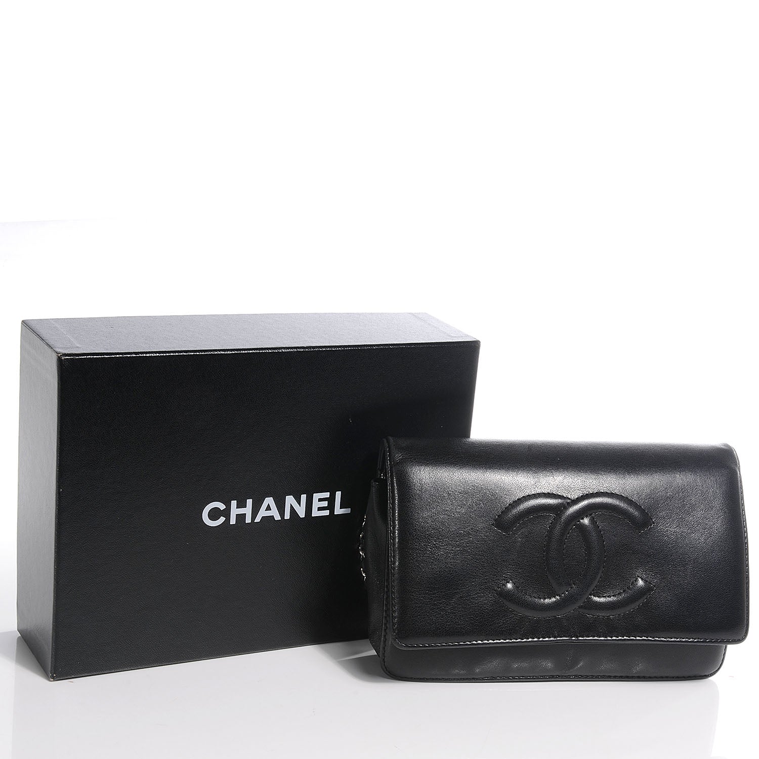 Chanel Lambskin Timeless CC Wallet On Chain WOC Black 5 of 9