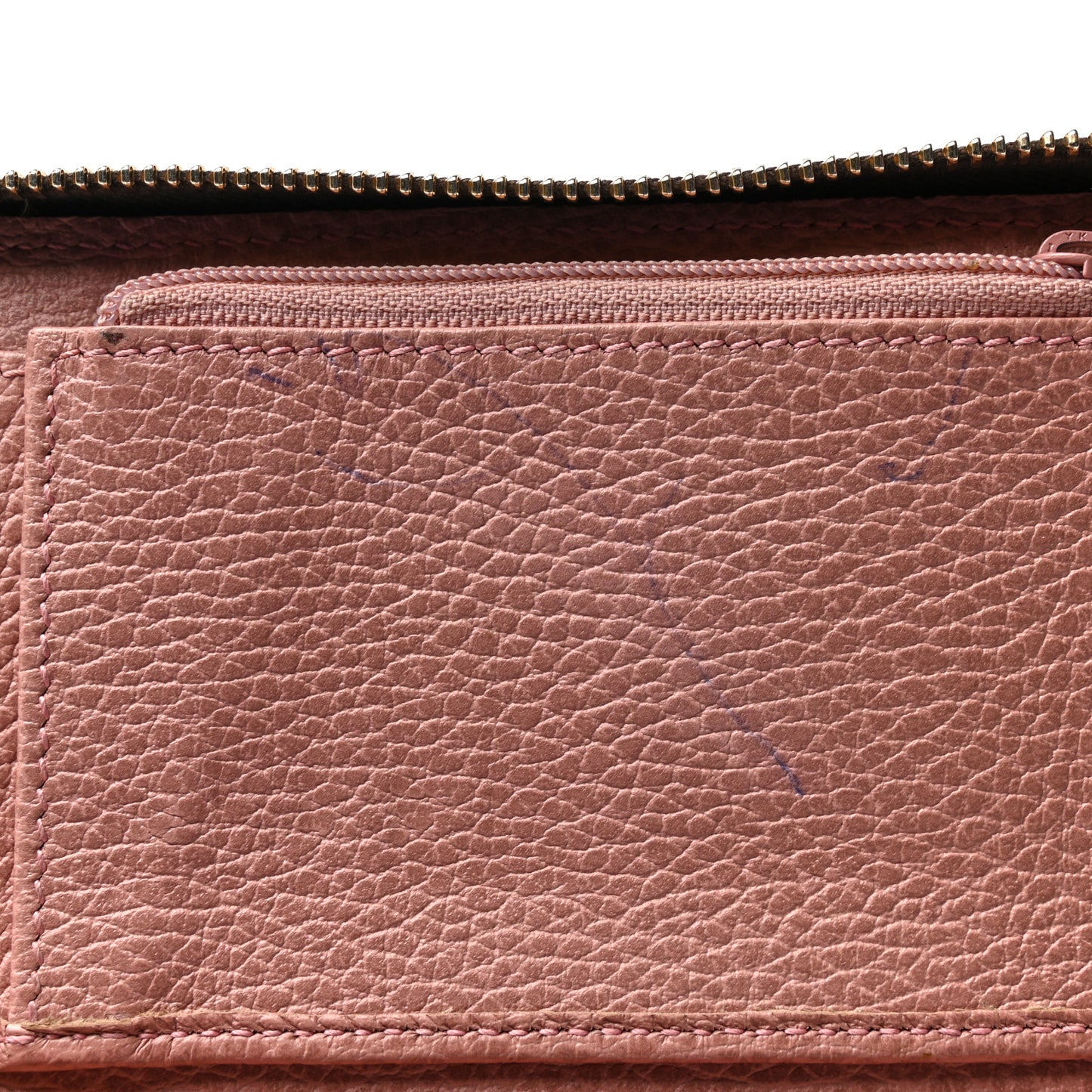 Dollar Calfskin Bi-Color Medium Swing Zip Around Wallet Grey Field Soft Pink