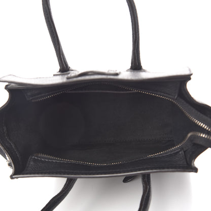 Celine Drummed Calfskin Nano Luggage Black 5 of 11