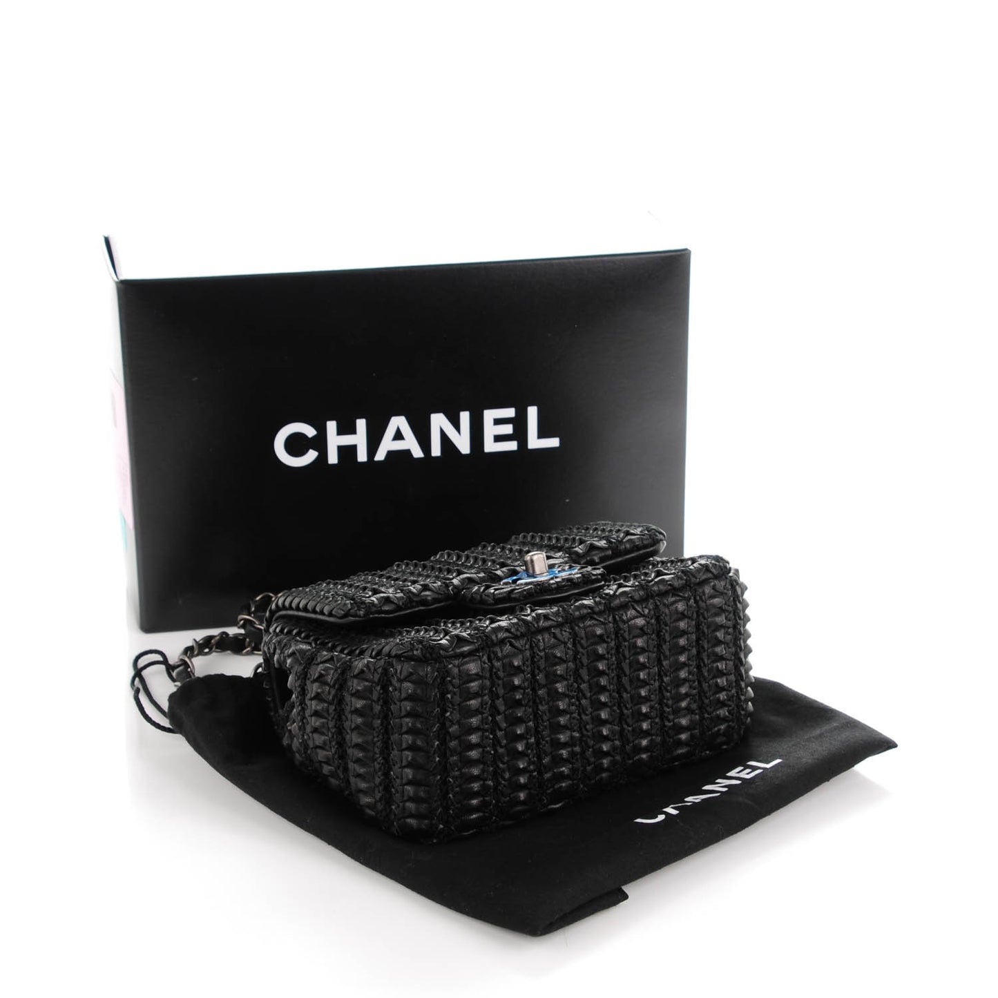 Lambskin Embroidered Mini Flap Black
