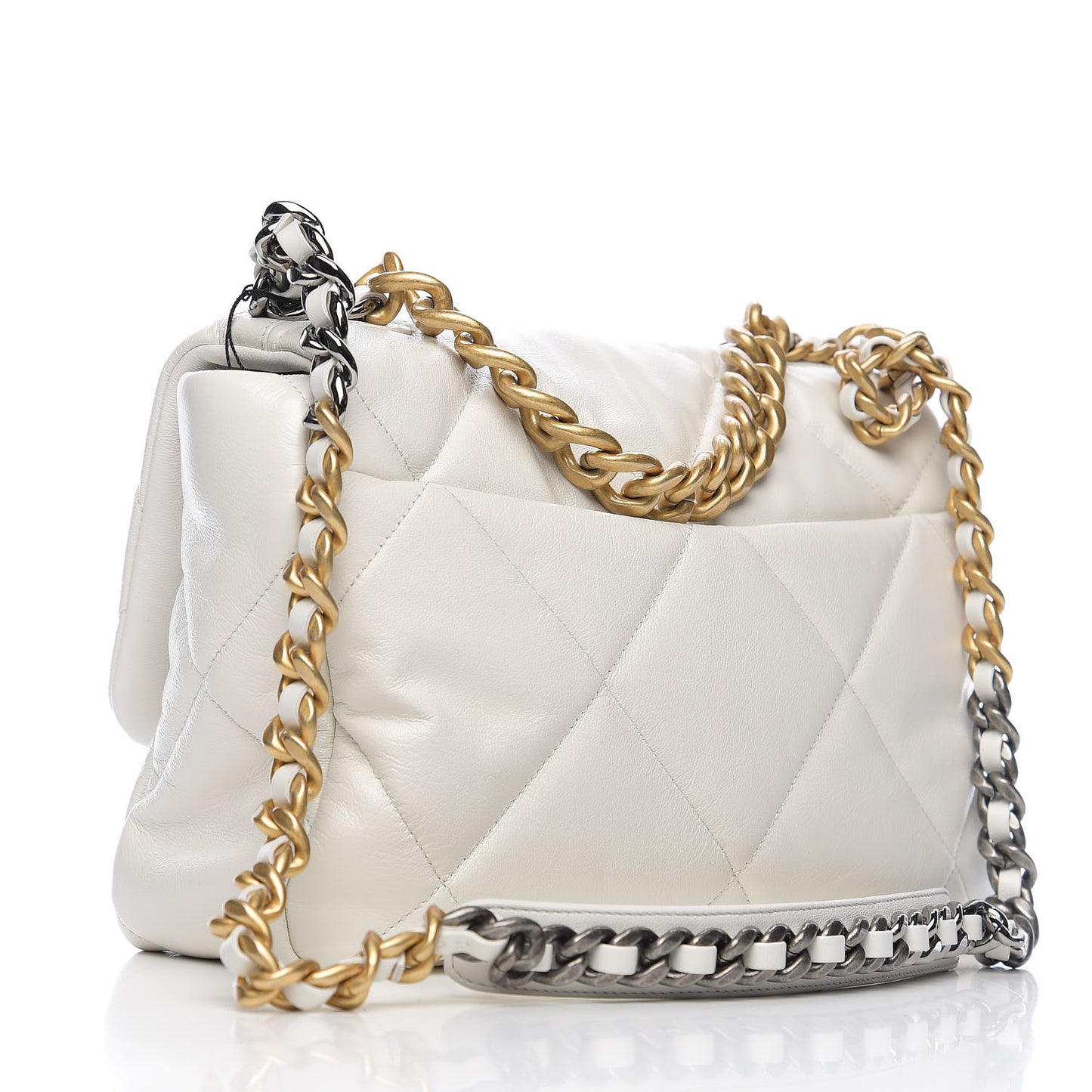 Goatskin Quilted Large 19 Flap White