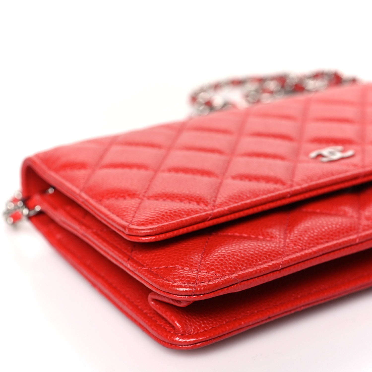 Chanel Caviar Quilted Wallet on Chain WOC Red 8 of 10