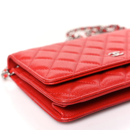 Chanel Caviar Quilted Wallet on Chain WOC Red 8 of 10