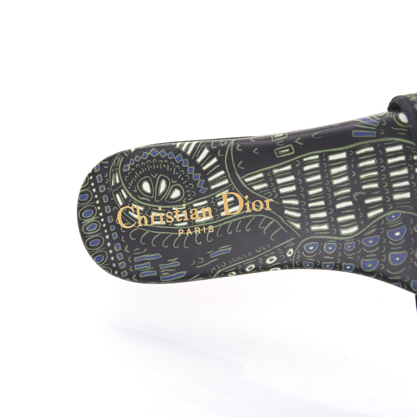 Canvas Embroidered Animals Dway Mules Slide Sandals 37 Green