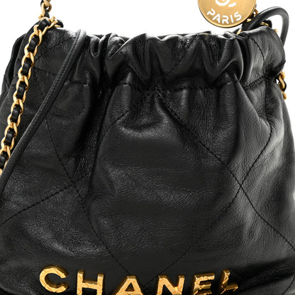 Chanel Shiny Crumpled Calfskin Quilted Pearl Mini Chanel 22 Black 8 of 10
