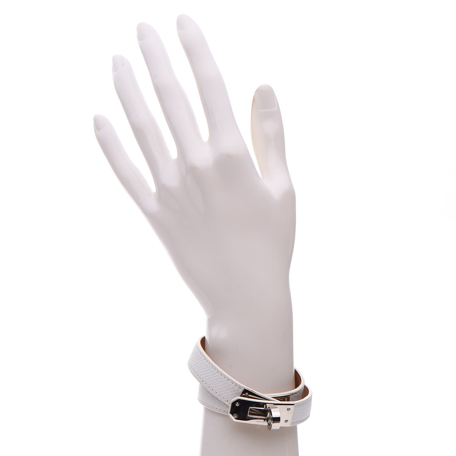 Hermes Epsom Kelly Double Tour Bracelet M Blanc White 2 of 6