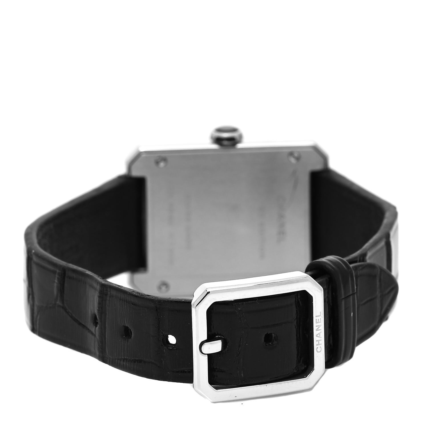 Chanel Stainless Steel Alligator 21mm Boy-Friend Tweed Quartz Watch Black 3 of 5