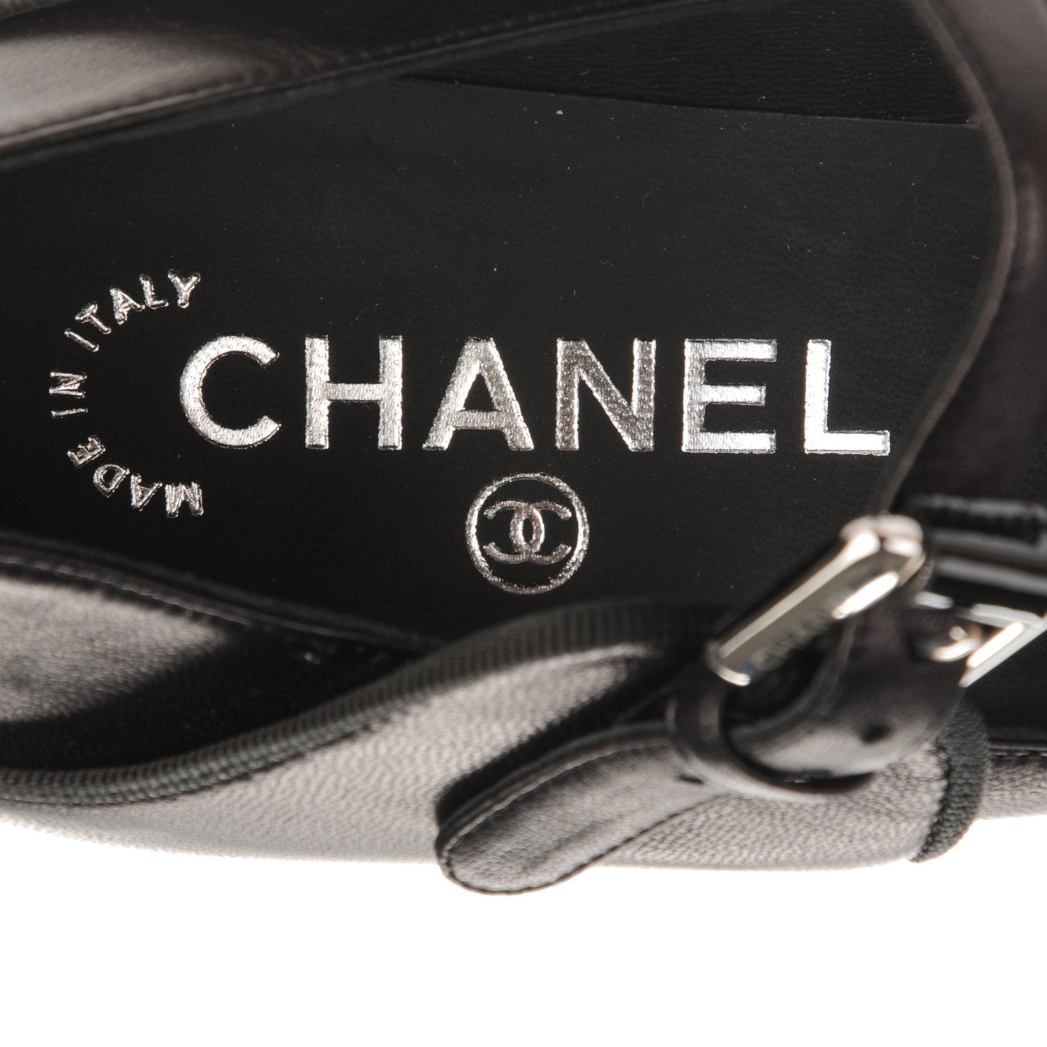 Chanel Calfskin Patent Chaus Ouvertes Mary Jane Pumps 36.5 Black 7 of 8