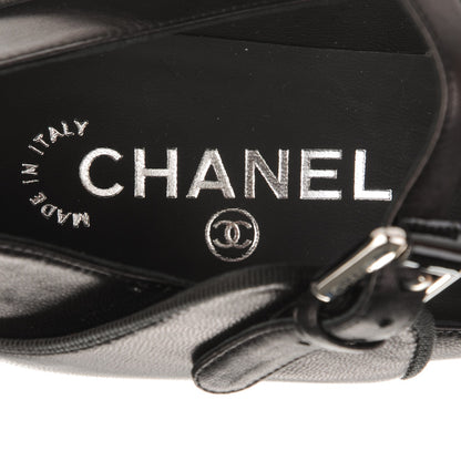 Chanel Calfskin Patent Chaus Ouvertes Mary Jane Pumps 36.5 Black 7 of 8