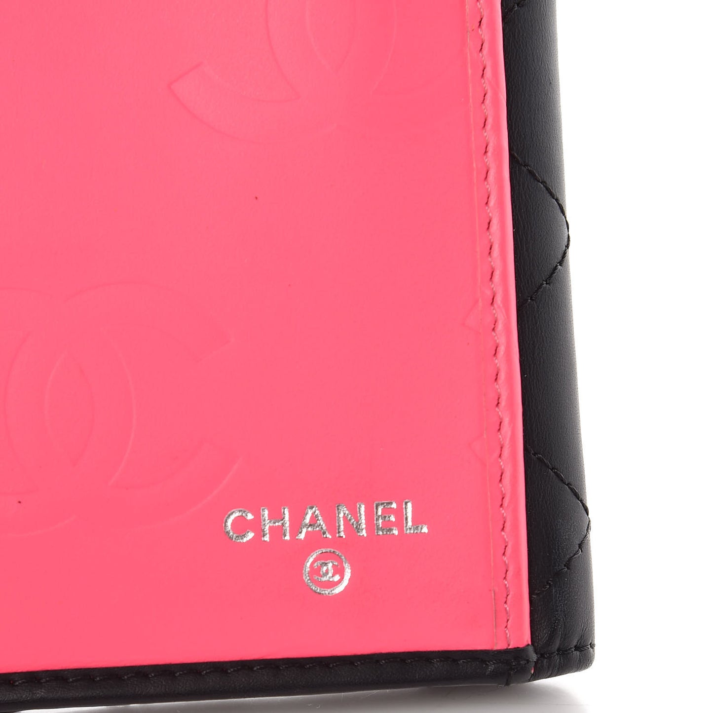 Calfskin Quilted Cambon Long Double Wallet Black