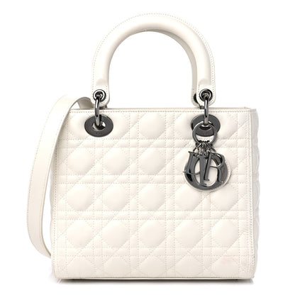 Christian Dior Lambskin Cannage Medium Lady Dior White 1 of 18