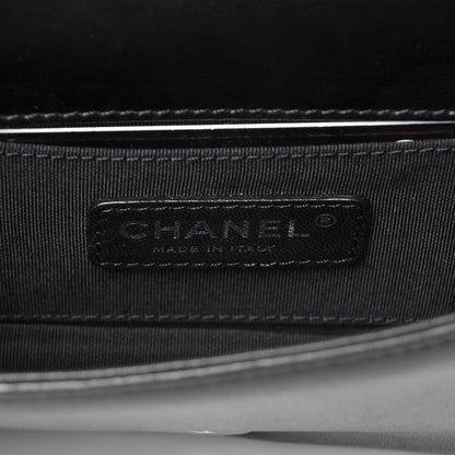 Chanel Plexiglass Patent Mini Striped Boy Brick Flap Black White 6 of 9