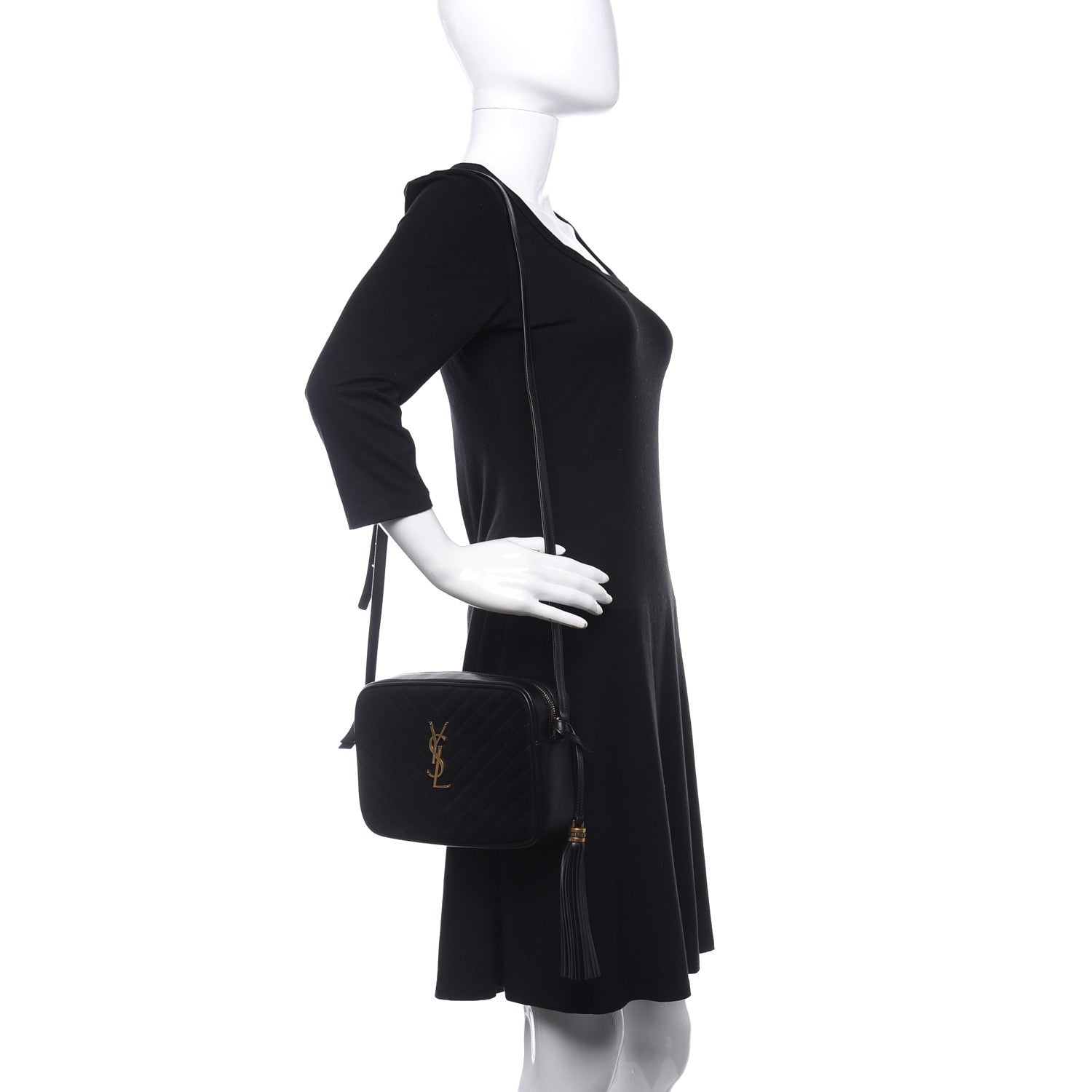 Saint Laurent Suede Calfskin Monogram Lou Camera Bag Black 2 of 14