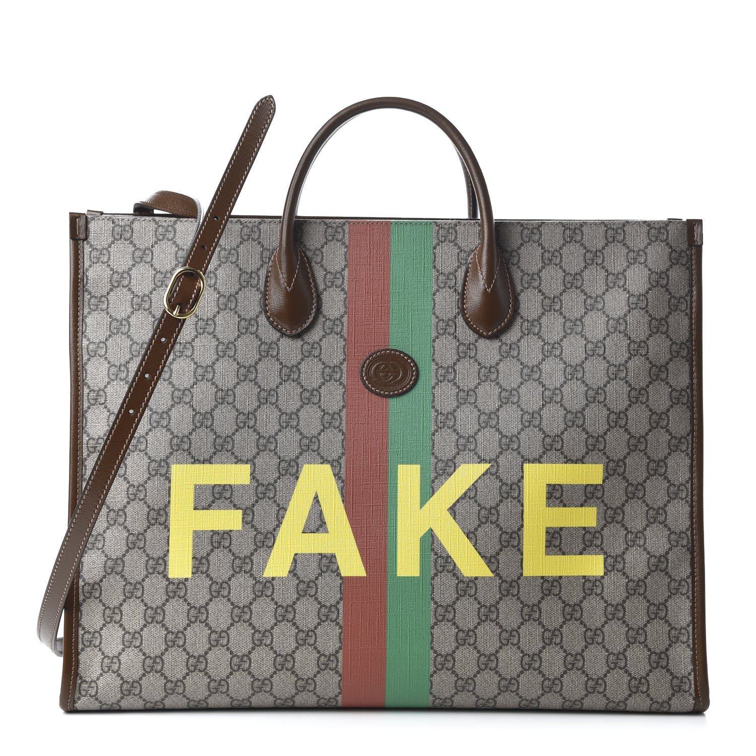 Gucci GG Supreme Monogram Fake/Not Large Retro Interlocking G Tote Bag Beige Brown Sugar 1 of 11
