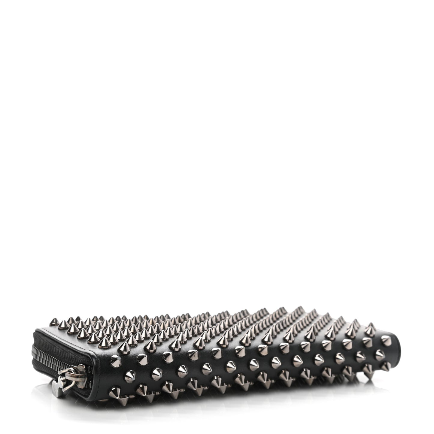 Calfskin Panettone Spiked Zip Around Wallet Black