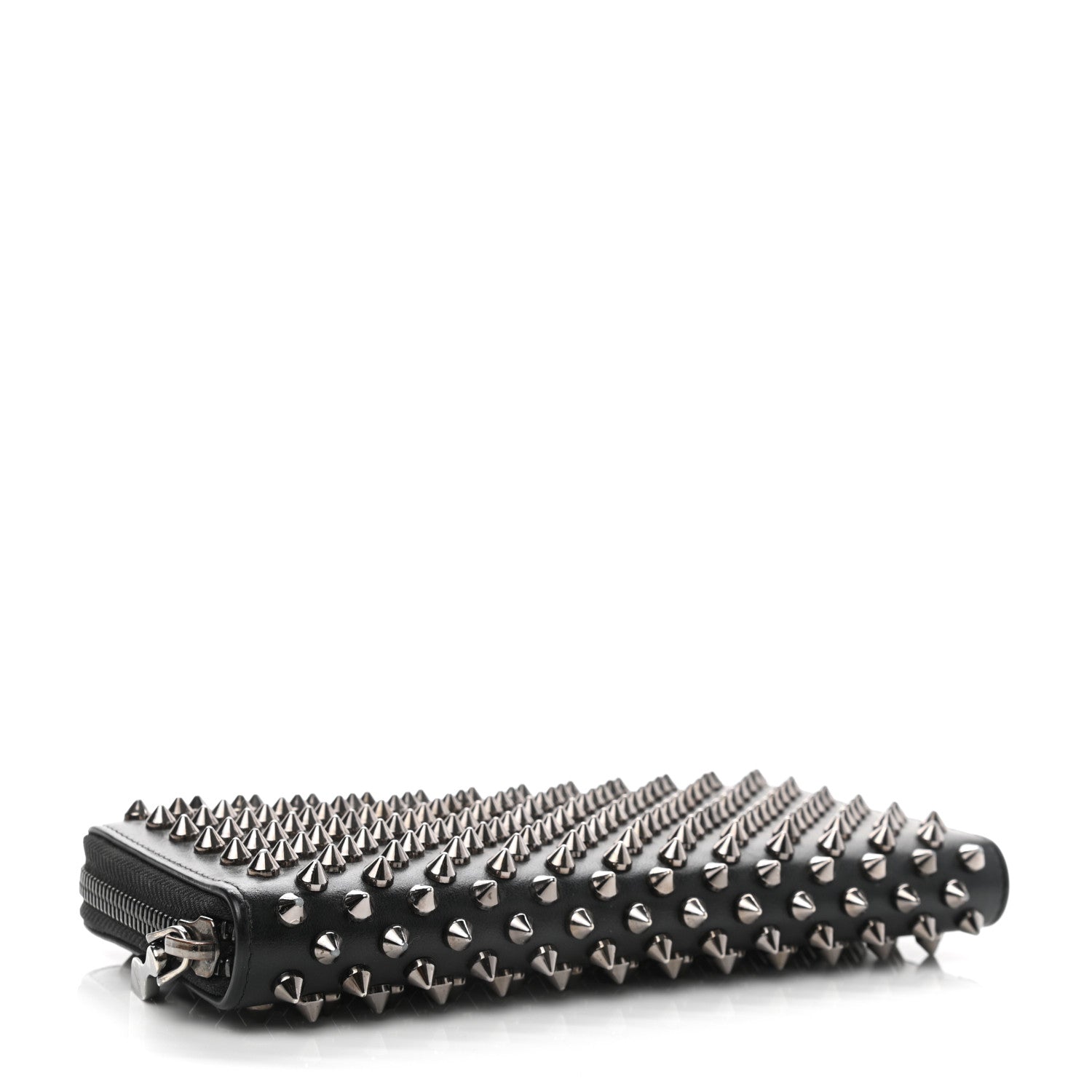 Christian Louboutin Calfskin Panettone Spiked Zip Around Wallet Black 4 of 8