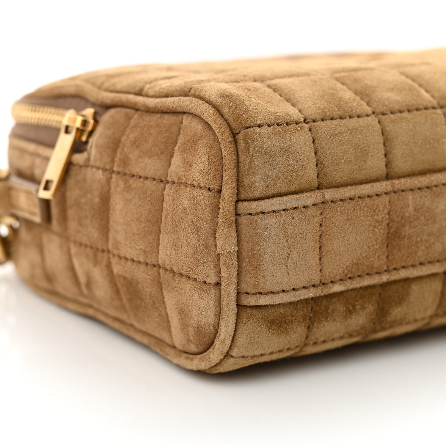 Saint Laurent Suede Calfskin Mini Quilted Monogram Camera Bag Golden Leaf 9 of 10