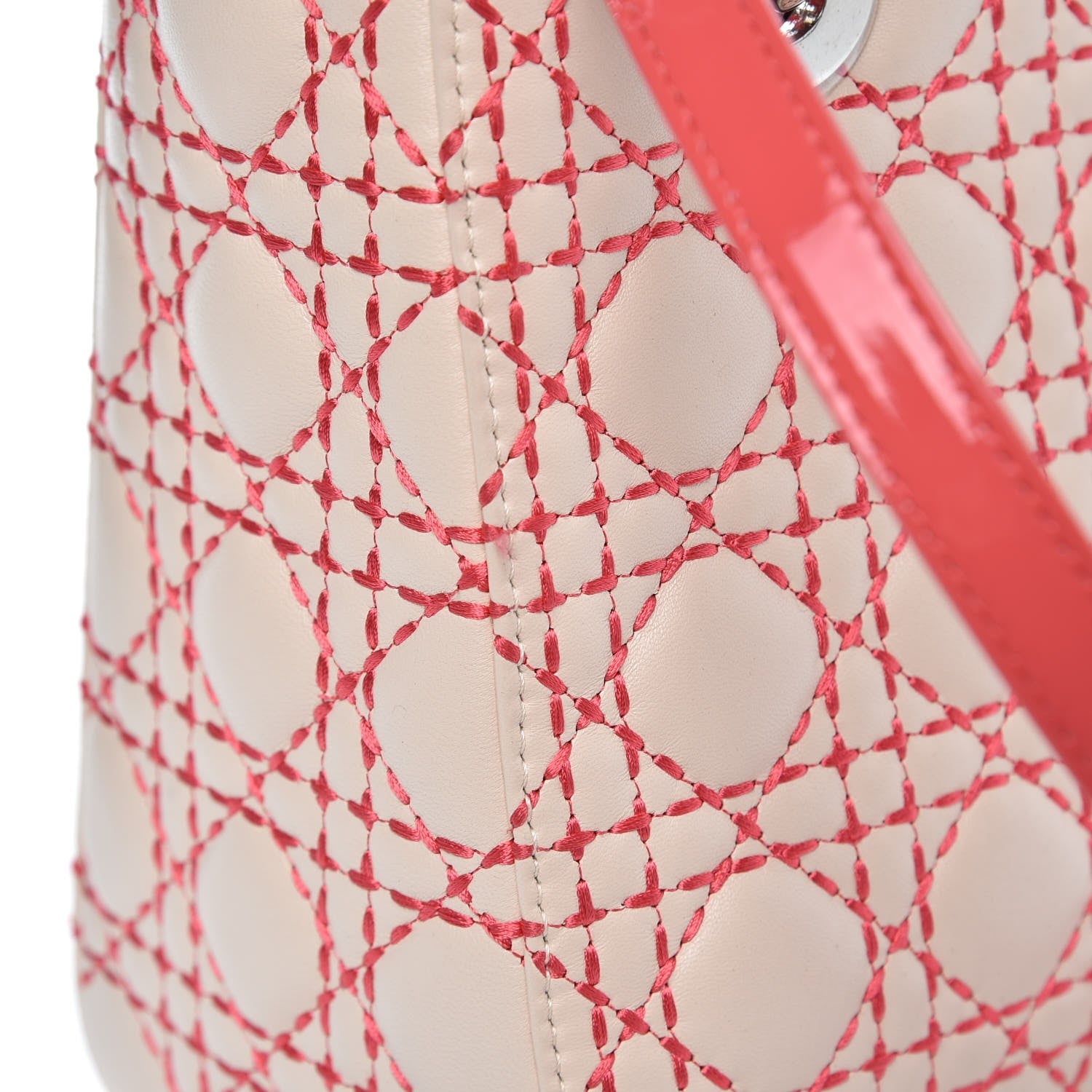 Christian Dior Lambskin Patent Cannage Medium Lady Dior Beige Multicolor 6 of 8